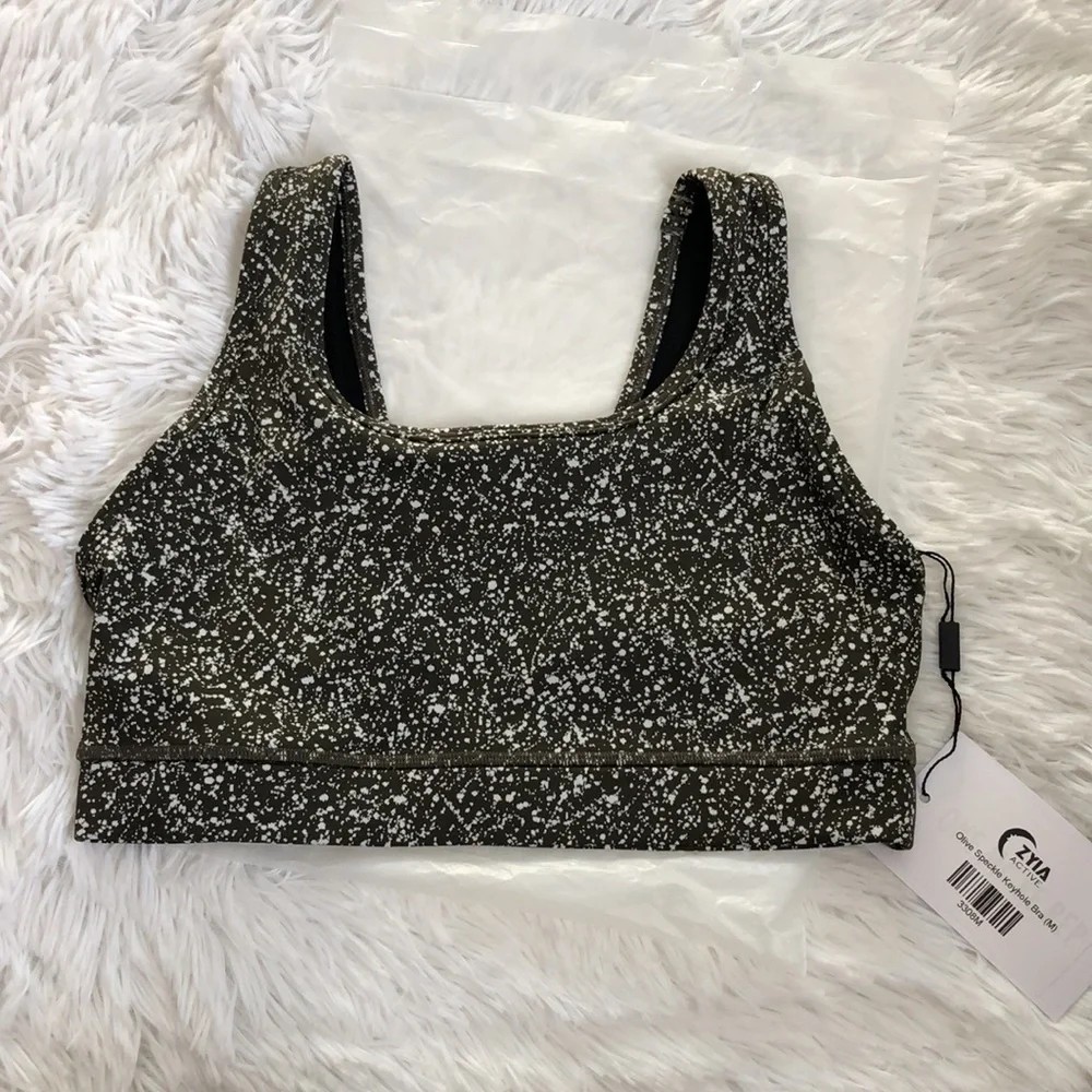 ZYIA Olive Green Speckled Sports Bra - Medium - Picture 3 of 13